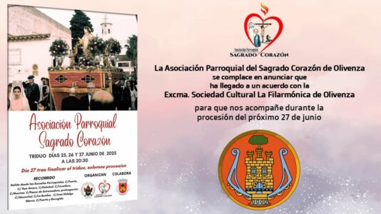 La Filarmónica de Olivenza Acompañará la Procesión del Sagrado Corazón 2025